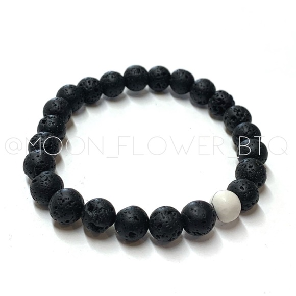 Lava Stone White Howlite Bracelet - Picture 3 of 7